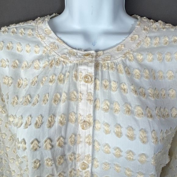 Pilcro Anthropologie Blouse Shirt Cotton Cream Textured Dot Size S NWT - Picture 2 of 14